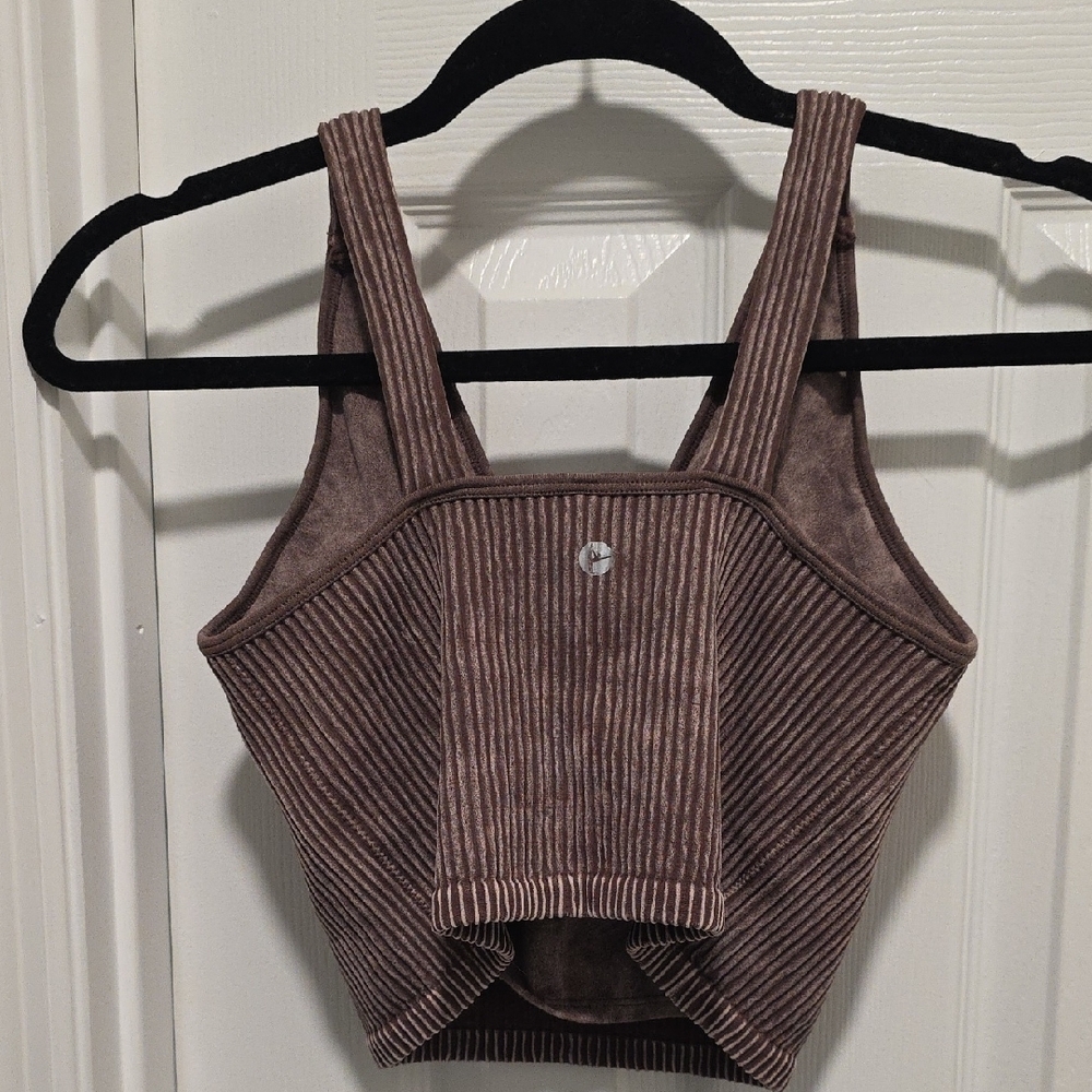 90 Degree By Reflex Brown Ribbed Seamless Crop Bra Tank NEW - Picture 5 of 16